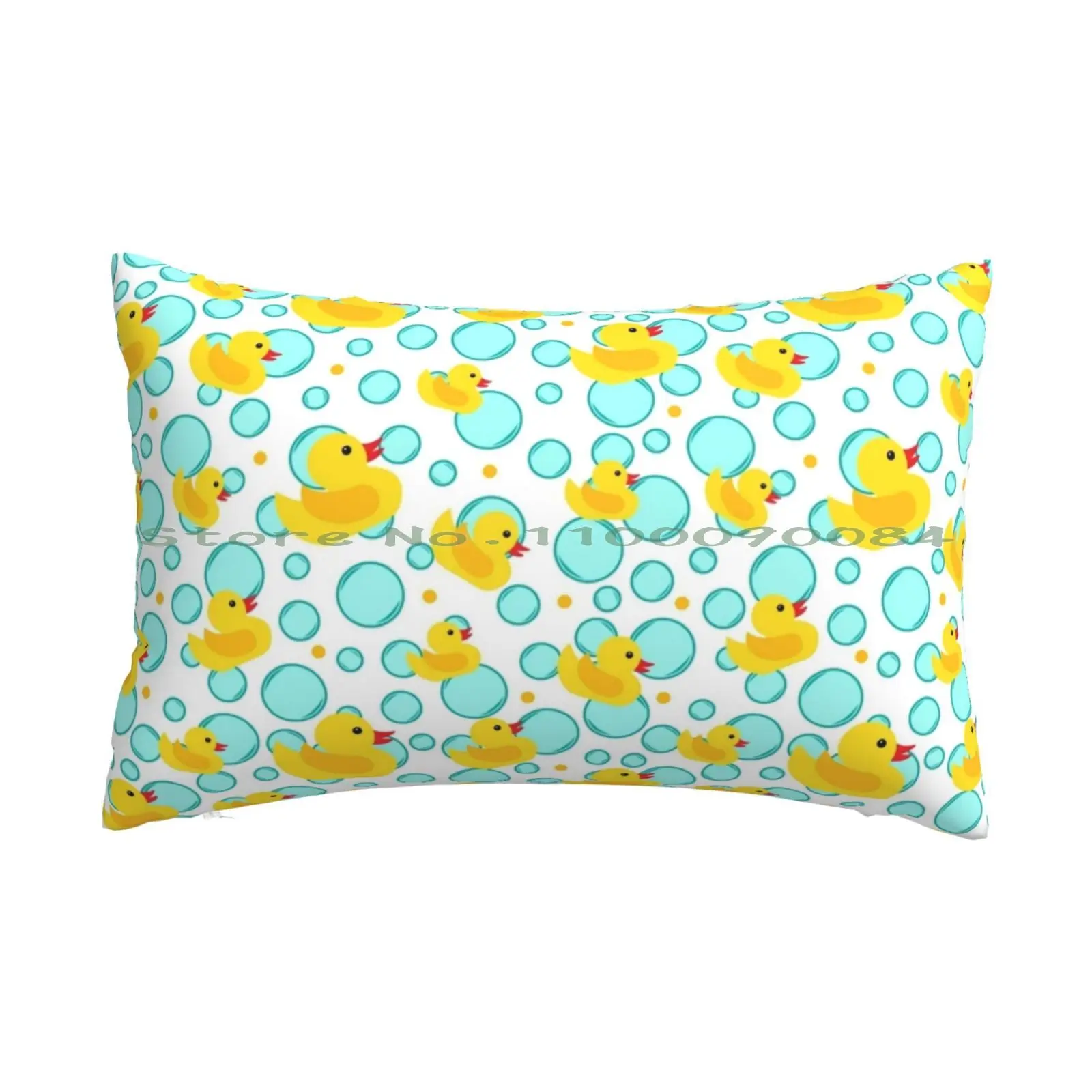 Yellow Rubber Ducks And Bubbles Bathtime Pattern Pillow Case 20x30 50*75 Sofa Bedroom Flowers Travel View Petal Flora Climate