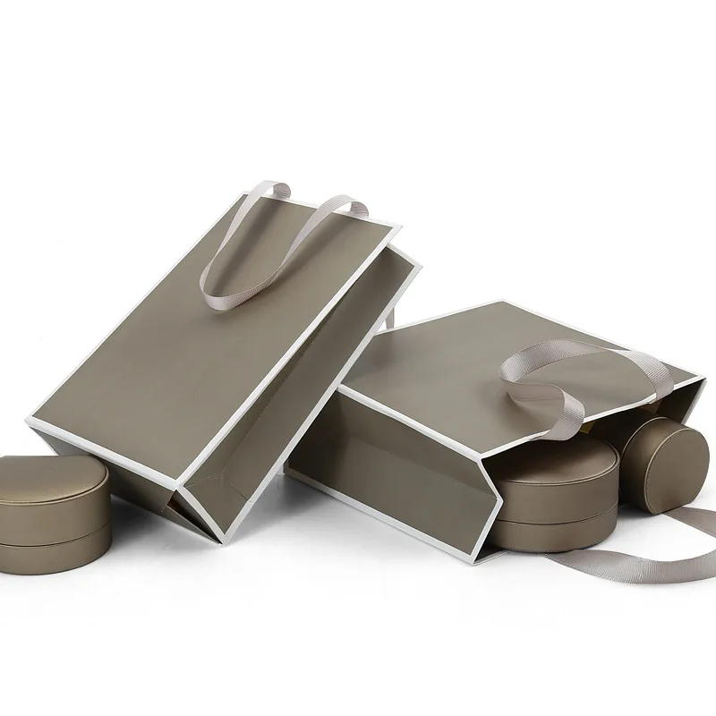 10 pieces of jewelry handbag jewelry gift packaging bag ribbon rope rim creative design brand custom dark gray