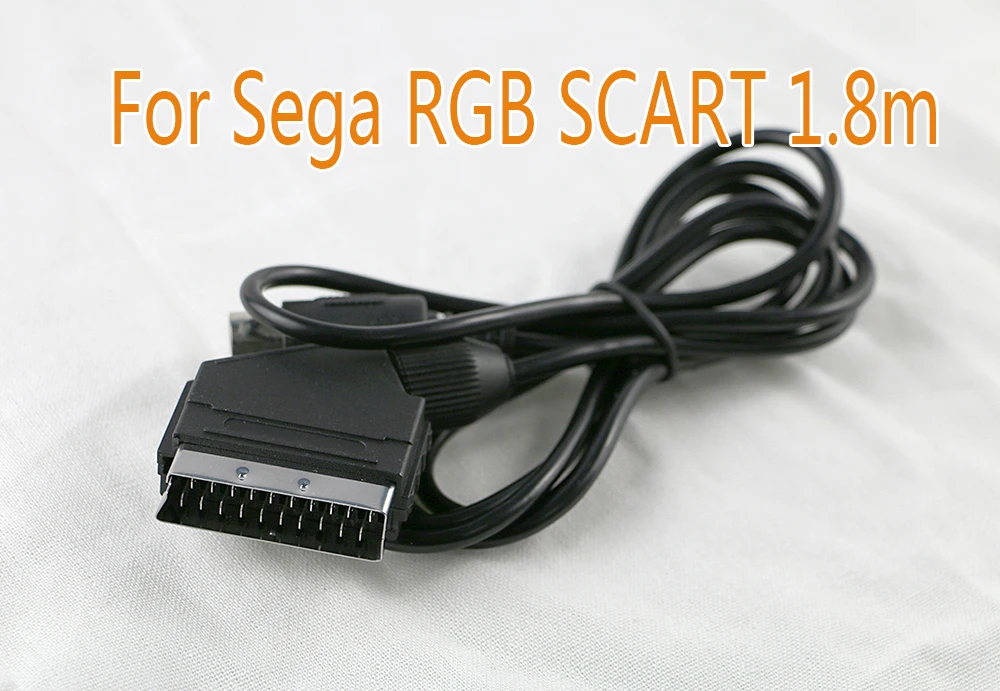 

10pcs C-Pin Black RGB Scart Data Line 1.8m Charging Power Cable PAL C Pin For Sega Genesis 1 Mega Drive MD 1 Master System 1