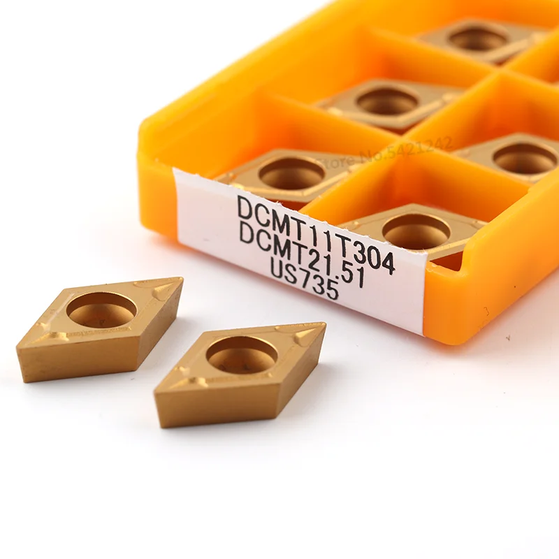 10PCS DCMT11T304 DCMT11T308 VP15TF UE6020 US735 100% Original คาร์ไบด์ภายในเครื่องมือกลึง CNC เครื่องกลึงโลหะเครื่องกลึงโลหะเครื่องมือ