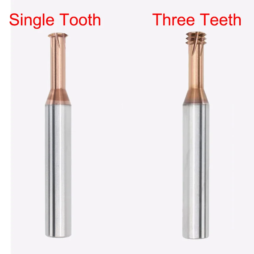 M1*0.25 M1.2*0.25 M1.4*0.25 M1.6*0.35 HRC65 Single Three Tooth Three Flutes Tungsten Steel CNC Router Bit Thread Milling Cutter