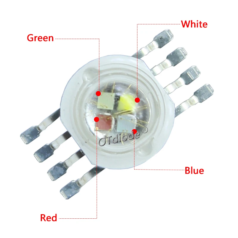 5PCS 45MIL RGBW LED Diode 8pins High Power LED Chip 4W-12W Colorful four core sources DIY for LED Stage lighting beads