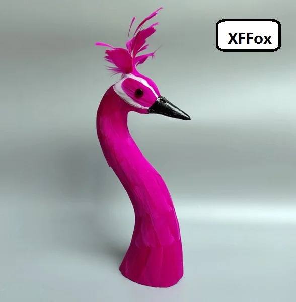 creative simulation hot pink peacock head model foam&feather real life peacock bird head gift about 35cm xf2342