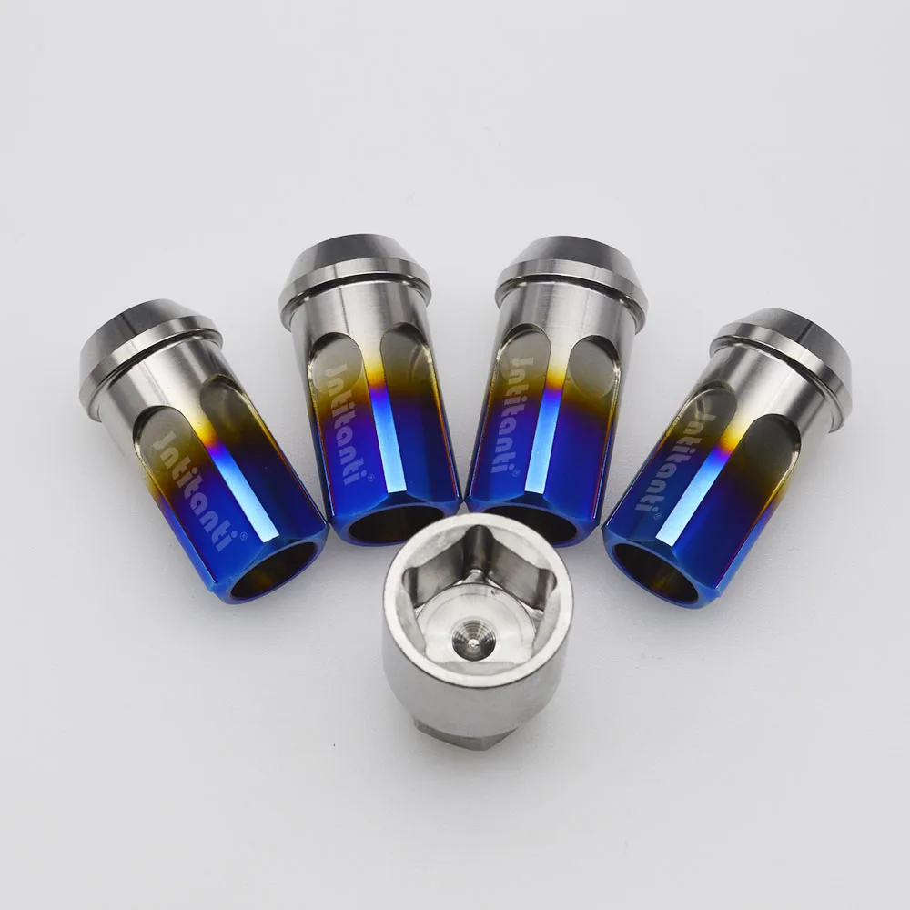 Jntitanti Gr5 titanium wheel lug nut anti-theft lock nut with key M14x1.5x45mm with open end