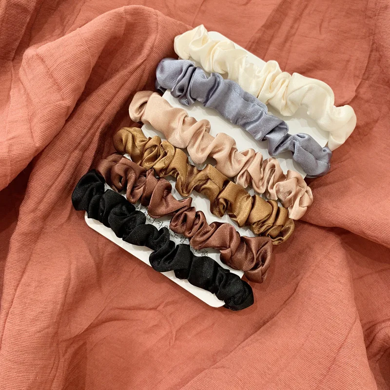 6pcs/set Solid Elastic Scrunchie Hair Ties Rubber Bands for Women Girls Sport Gym Hair Scrunchies Holder Hair Accessories Set