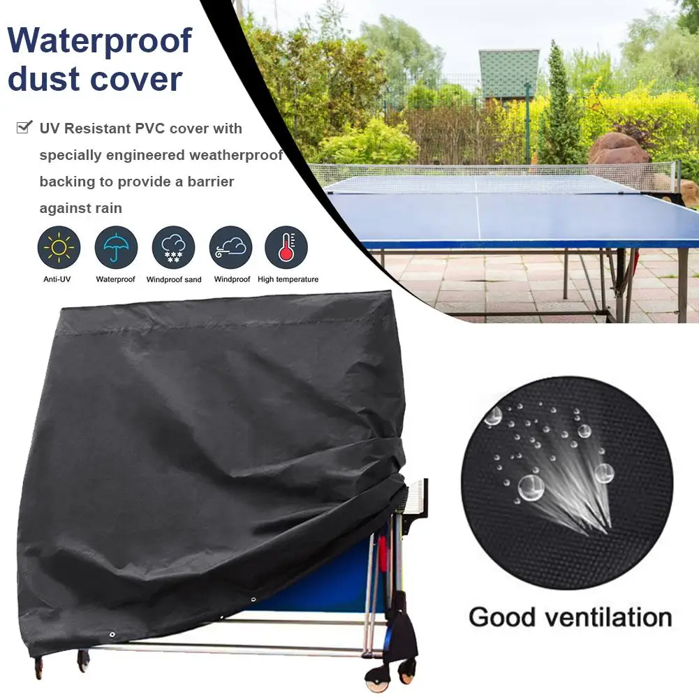 Multi-Function Ping Pong Table Cover Waterproof Dust-Proof Folding Black Choth Furniture Protection For Household Or Outdoor