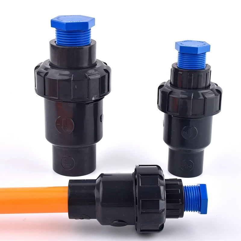 UPVC 1/2 3/4 Inch Single Female Thread Check Valve Aquarium Fish Tank Adapter One Way Non-Return Ball Valve Pipe Fittings