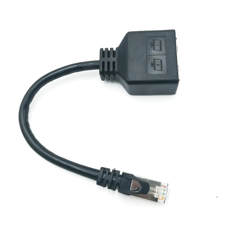RJ45 Splitter Adapter LAN Connector 1 Female to 2 Female Cable 0.2m Compatible With CAT5 CAT6