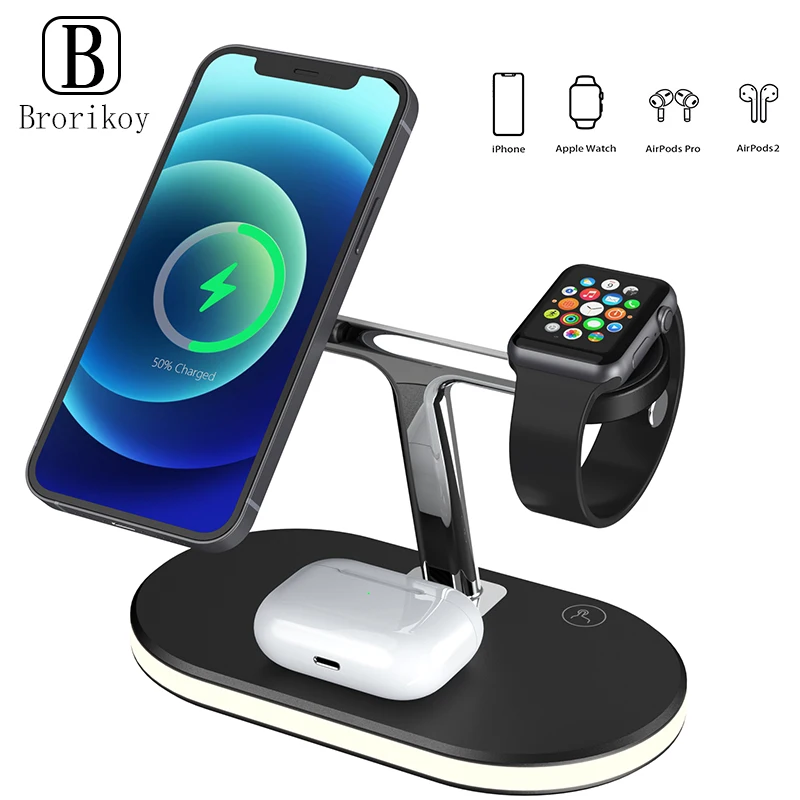 

3in1 Magnetic Wireless Charger 15W Fast Charging Station For iPhone 12 Pro 11 XS Max Chargers For Apple Watch Airpods Pro Stand