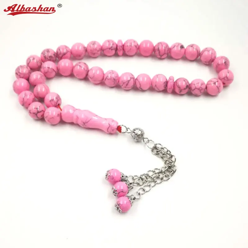 Muslim women Tasbih gift Pink Turquois Madam sabh prayer beads 33 beads stone misbaha