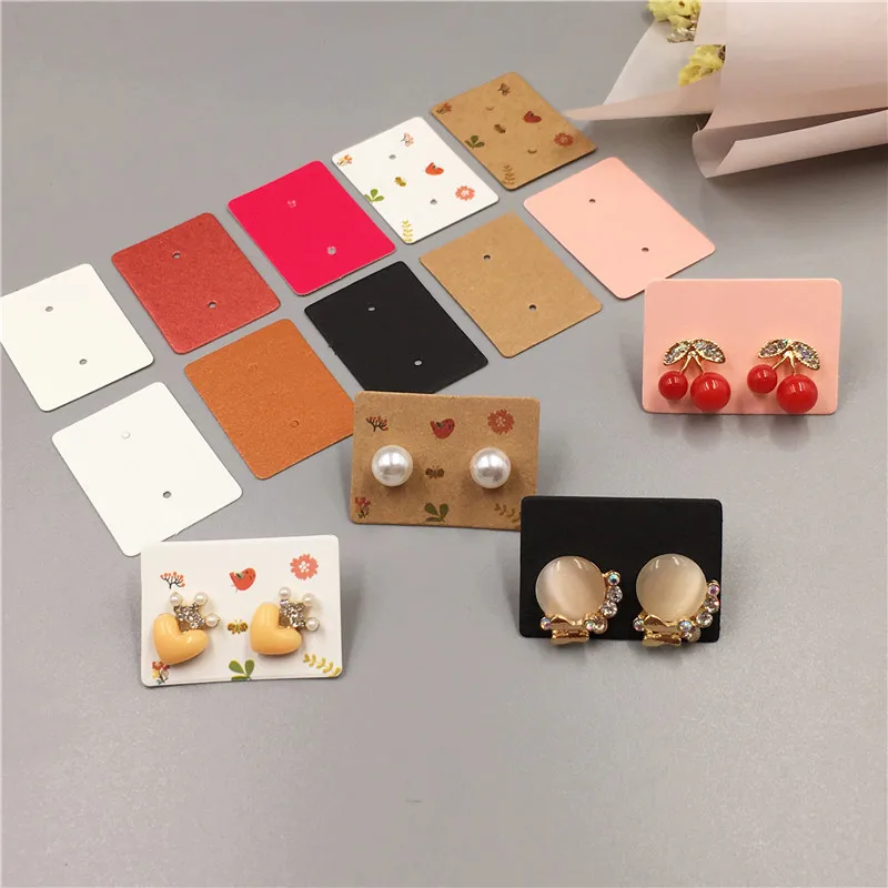 3.5*2.5cm 100Pcs/ Lot Kraft Paper Ear Studs Hang Tag Jewelry Display Card Earring Kraft Paper Tag Ear Ring Paper Hang Price Tags