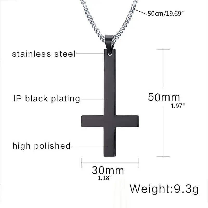 Stainless Steel Upside Down Cross Necklace  Inverted Cross Pendant with Chain