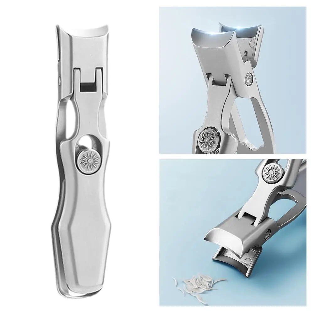 Self locking stainless steel nail clippers with splash proof cover trimmer pedicure care nail clippers professional nailclippers