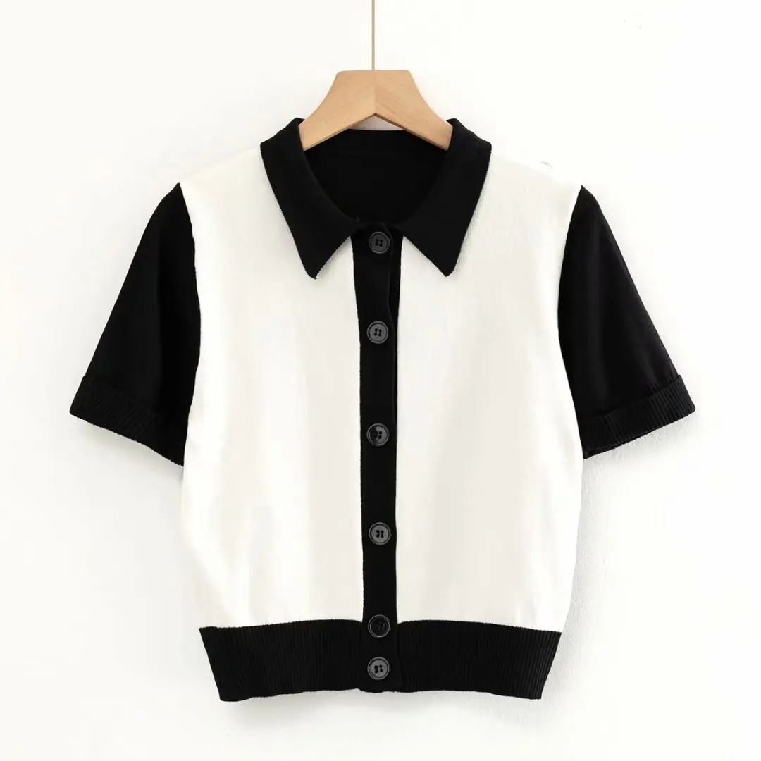 Summer vintage shirts for women sexy womens tops and blouses korean designer clothes button up shirt kawaii crop top patchwork