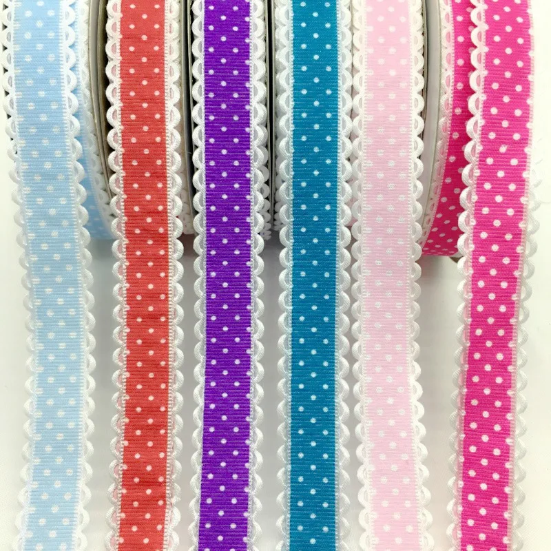 2cm 5Yards Dots Printed Embossed Ribbon For Handwork DIY Craft Bows Scrapbook Easter Wedding Christmas Deco Gift Floral Packing