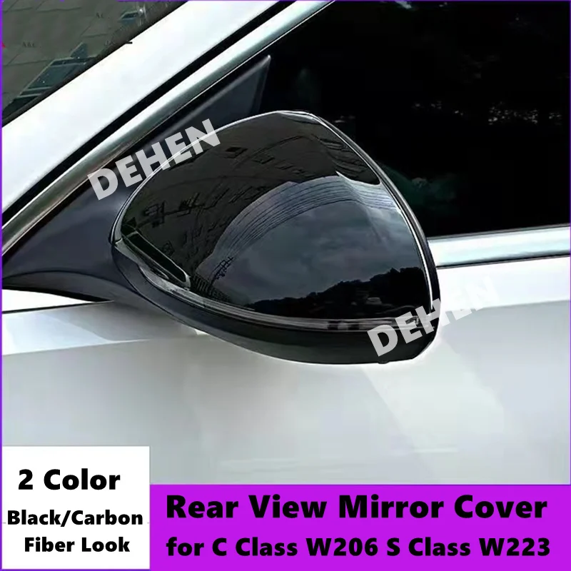 

For Mercedes Benz C Class W206 2022+ C200 C260 S Class W223 2021+ Rear View Mirror Stickers Trim Cover Rearview Mirror Cap LHD