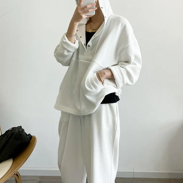 

Autumn new Hoodie Women Set Loose Casual Cotton Suit Plus Size Women's Fashion Long Sleeve Wide Leg Pants Female Sport Suit