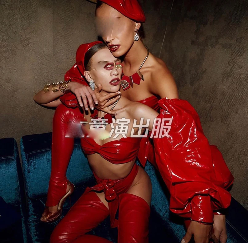 مهرجان الموسيقى الأحمر براءات الاختراع والجلود جولة جوجو خدمة بار الأداء بار ملهى ليلي نادي حفلة ملابس الرقص حسب الطلب #2