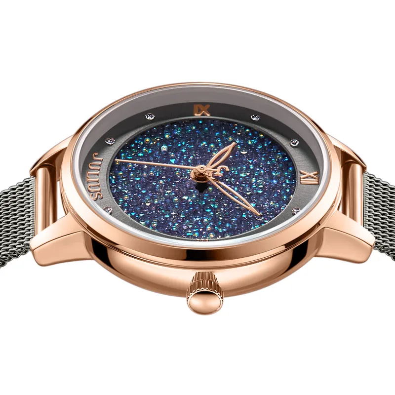 Julius Watch JA-1216 Women\'s Romantic Gift Watch Casual Full Stars Fancy Ladies Quartz Steel Band Watch Relojes Mujer