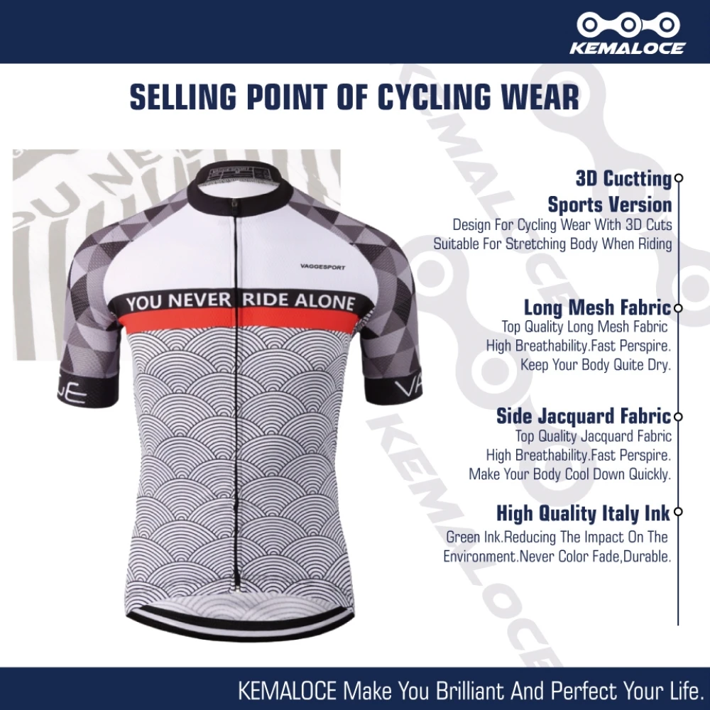 KEMALOCE 2022 Cycling Jersey Professional Men Road Race Reflective Men Gray Bicycle Shirt Hidden Zipper Eco-Friendly Bike Jersey