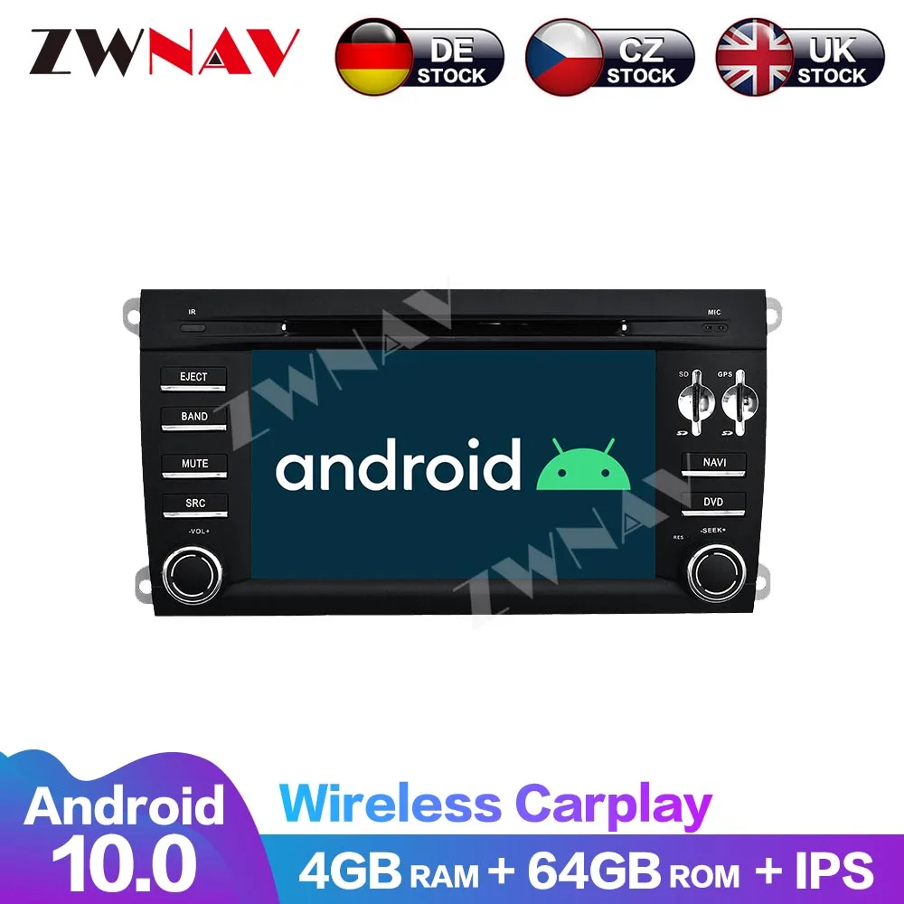 Audio Radio DVD Player Carplay Car Touch Screen 8 Core Android 10 64G Stereo Multimedia Navigation For Porsche Cayenne 2003-2010