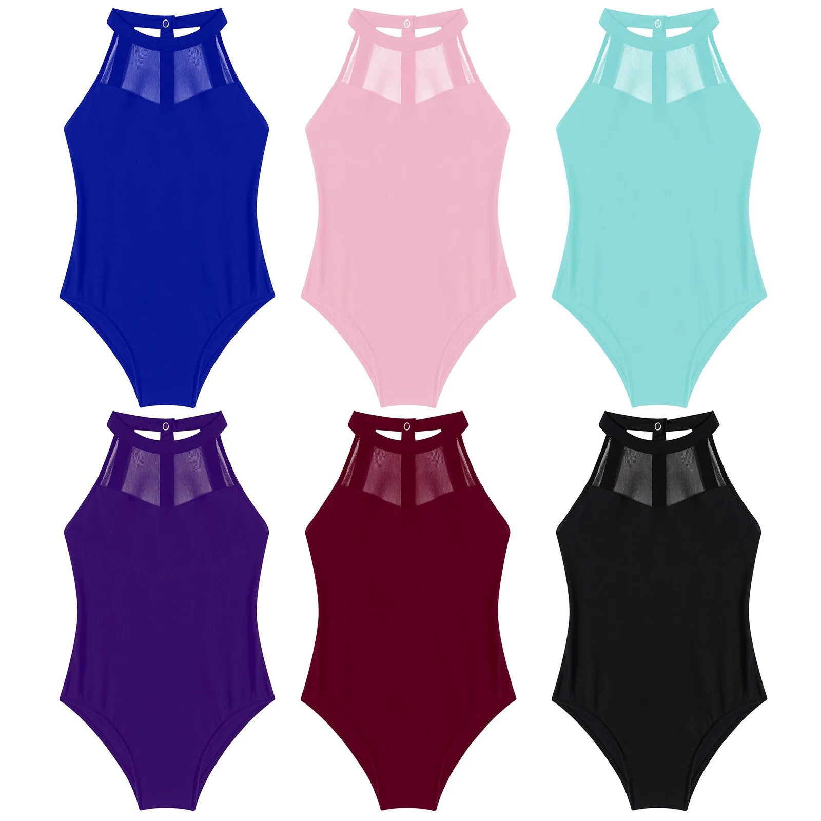 Girls Mesh Straps Hollow Back Ballet Leotards Dance Wear Kids Gymnastics Leotard Bodysuit Child Practice Stage Dance Costume