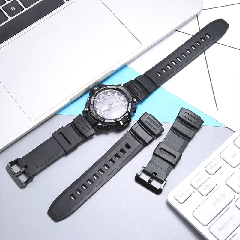 Correa de reloj de resina para hombre, accesorio adecuado para Casio W-S220, HDD-S100, MCW-100H, deportivo, resistente al agua, con hebilla