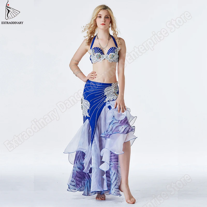 Women Oriental Belly Dance Bra Long Skirt Costume Set Eastern Outfits Sexy Clothing Bra Bead Luxury Stage Performance Carnival