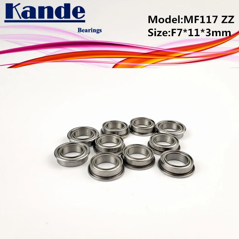 Kande Bearings 10PCS MF117ZZ MF117Z MF117 MF117 ZZ  MF117 Miniature Flange Bearing F7x11x3mm