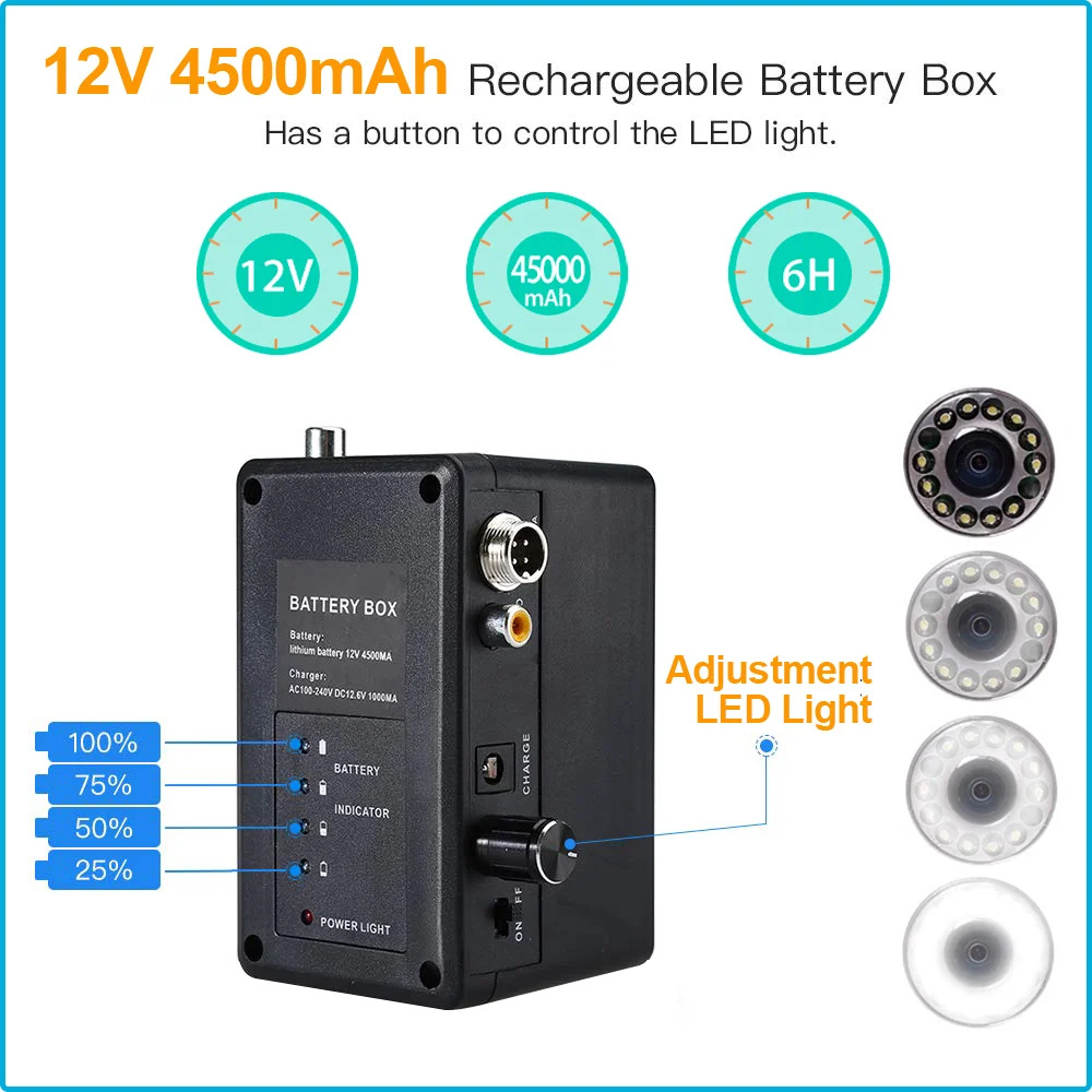 7 بوصة Borescope صناعة المنظار كاميرا 20 متر كابل 12 قطعة LED المجاري استنزاف الأنابيب معدات التفتيش نظيفة تحت الماء مقاوم للماء