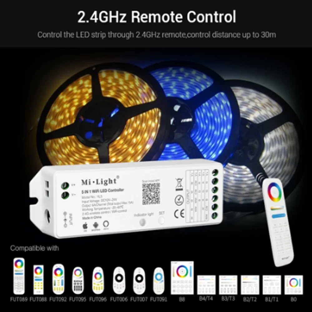 WL5 5 en 1 LED WIFI Contrôleur RVB RGBW RVB CCT led Couleur Simple led bande lumière Alexa voix Téléphone App