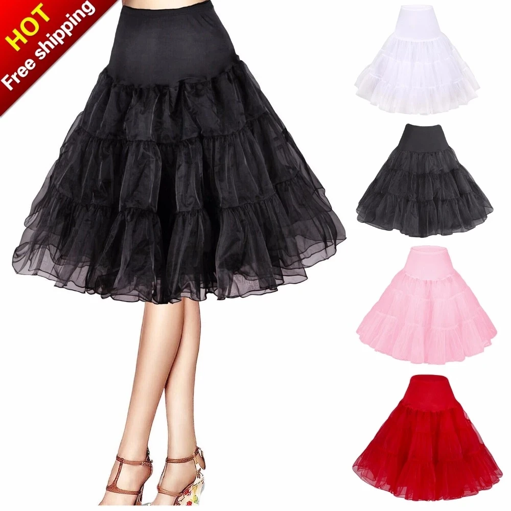 Rok pengantin Organza pendek Halloween Crinoline Vintage merah rok untuk gaun pernikahan rok dalam Rockabilly Tutu