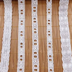 Rubans de garniture en dentelle brodée en coton blanc, 5 mètres/lot, tissu pour bricolage, vêtements artisanaux faits à la main, accessoires de couture