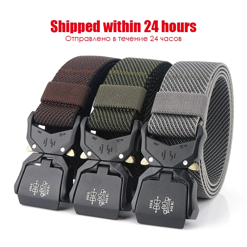 VATLTY 125/140cm Elastic Belt Men Aluminum Alloy Quick Release Buckle Comfort Stretch Belt Military Tactical Girdles Male Army