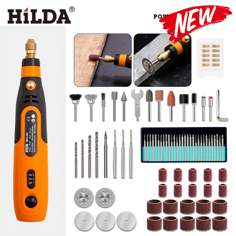 HILDA Engraver Electric Cordless Mini Drill Grinder With Rotary Tools For Accessories 3.6V Grinding Machine DIY Tools