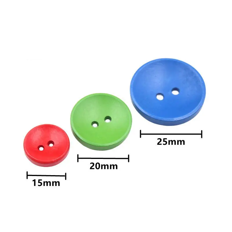 25pcs 15-25mm 2-Hole Multicolor Round Wooden Decorative Buttons Suitable for Sewing Clip Arts and Crafts Diy Handmade Decoration