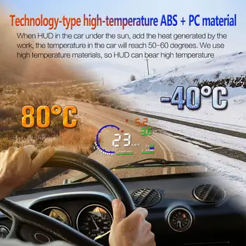 ADQ 5.5'' OBD2 HUD A8 Araç Baş Üstü Ekranı Dijital Hız Göstergesi Takometre Ön Cam Hız Projektörü + Hız Su Sıcaklığı RPM Alarmı 10 best sales Obd devir - №6