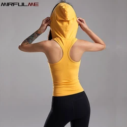 Women Sports Shirts Zipper Hooded Yoga Vest Running Fitness Sleeveless T-shirts Girls Jogging Tank Tops Gym Workout Vest Hoodies