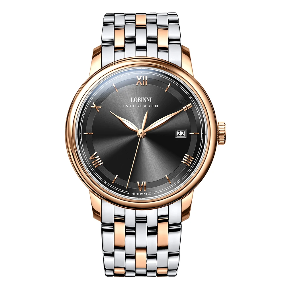 LOBINNI 316L Stainless Steel Automatic Mechanical Watches Men Ultra Thin White Dial Luxury Seagull Movement Waterproof Watches