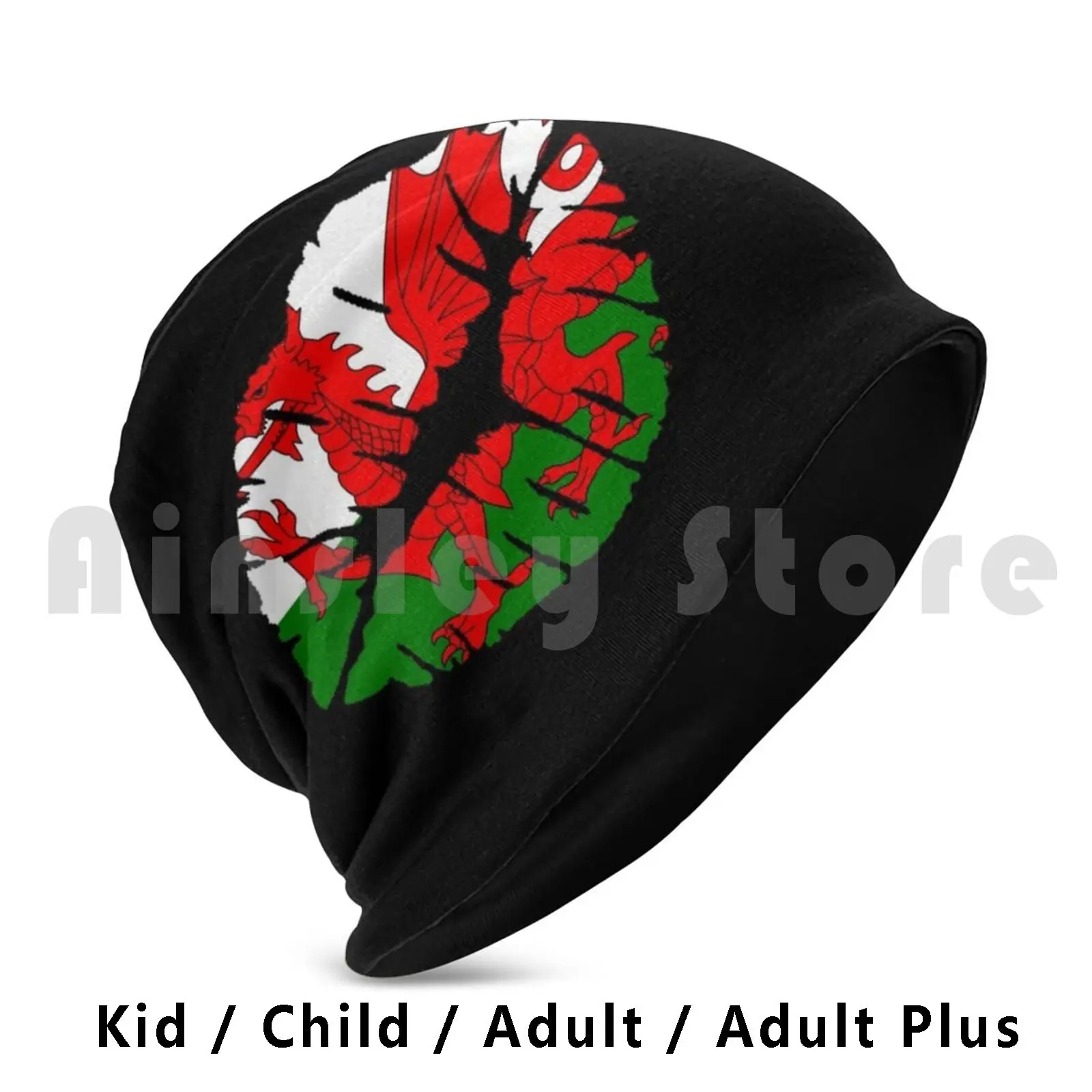 Wales Flag Kissing Mouth Beanies Knit Hat Hip Hop Wales Flag Kissing Mouth Kiss It Is In My Dna Dna Welsh