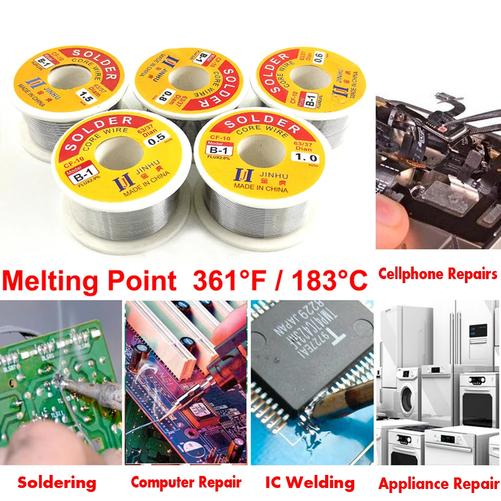 Imagem -06 - Solda de Estanho Fio Melt Rosin Núcleo de Solda Fio de Solda Fluxo 63 37 0.5 0.6 0.8 1.0 1.2 1.5 2.0 mm Solda de Estanho de Ferro para Elétrica 100g de