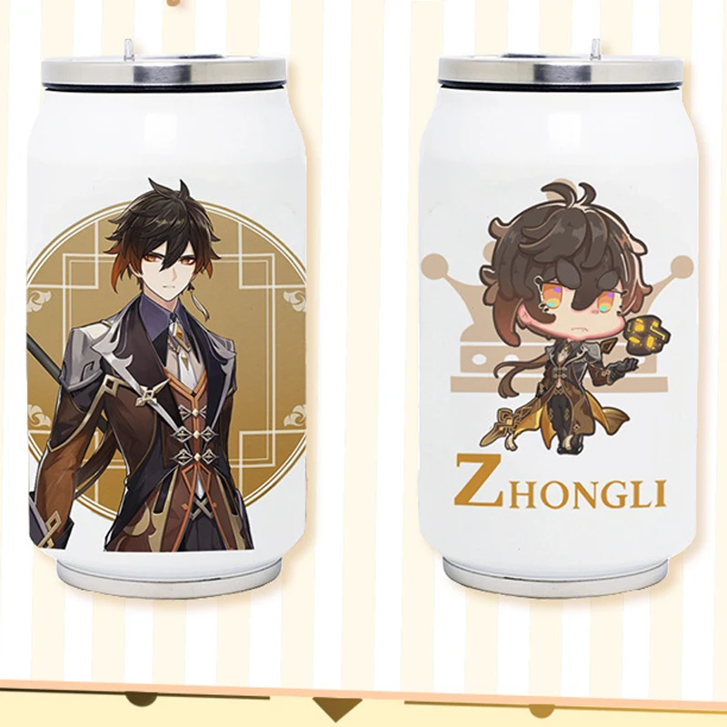 Genshin Auswirkungen Childe Zhongli Paimon Keli Cosplay Thermos Flaschen Tassen Zubehör Für Jungen Mädchen Sammlungen Geschenke Anime Kawaii