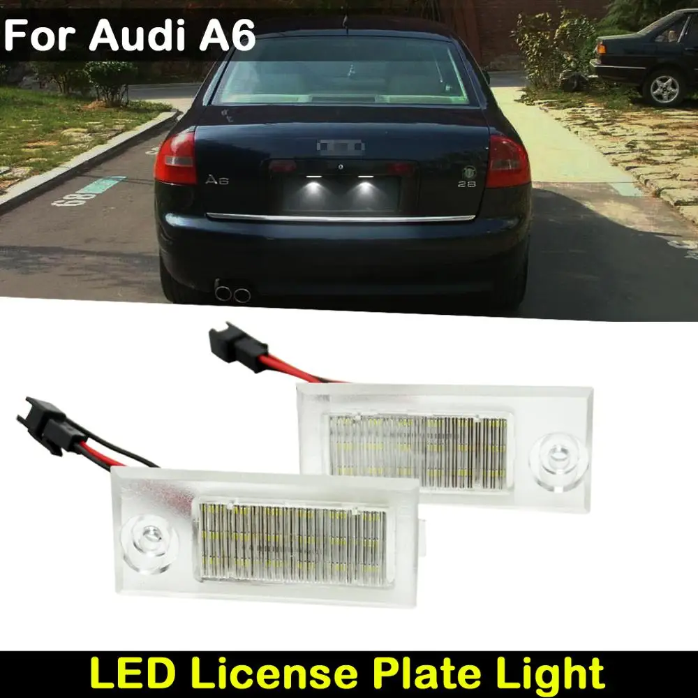 For Audi A6 C5/4B Sedan 1997-2004  Car Rear White LED License Plate Light Number Plate Lamp