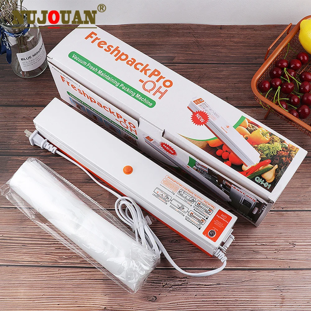 Aferidor ótimo máquina de embalagem de alimentos para uso doméstico filme aferidor do vácuo packer manter alimentos frescos 220v/110v dom livre 10 pces sacos de armazenamento