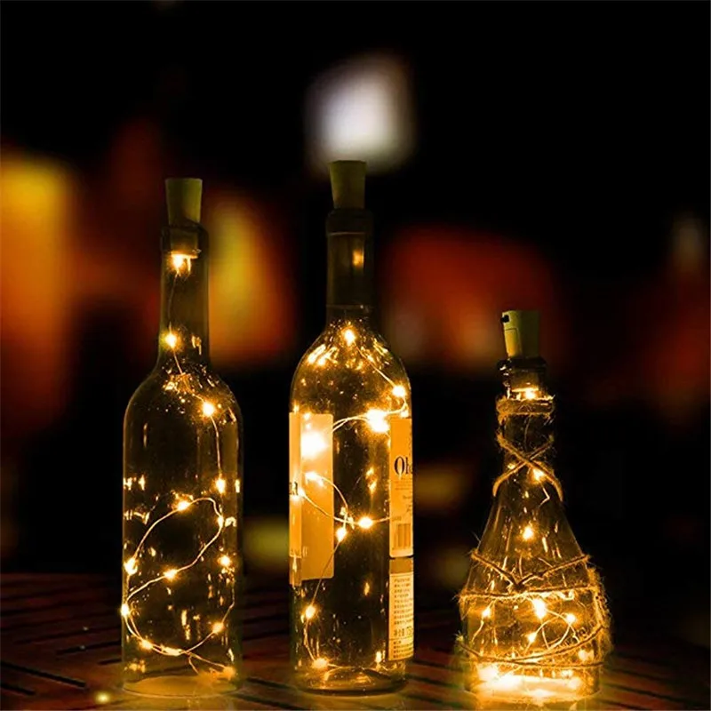 Battery Powered Garland Wine Bottle Lights with Cork 2M 20LED Copper Wire Colorful Fairy Lights String for Party Wedding Decor