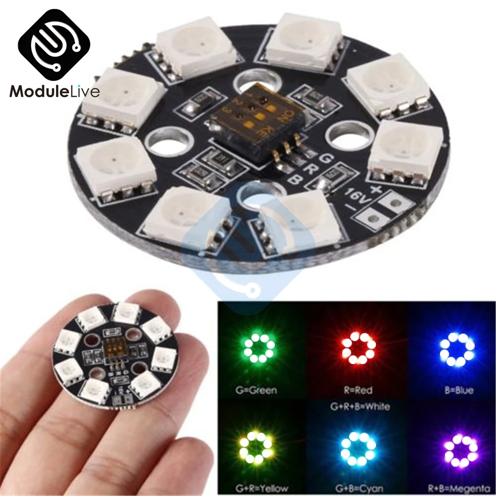 

7 Color RGB LED Round Plate 5050 X8 / 16V for FPV RC Multicopter F17710