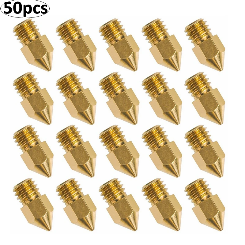 

Aokin 50pcs Mk8 Brass 3D Printer Nozzle 0.2/0.3/0.4/0.5/0.6/0.8/1.0MM Copper Threaded Extruder Mk8 3D Printer Parts 1.75mm