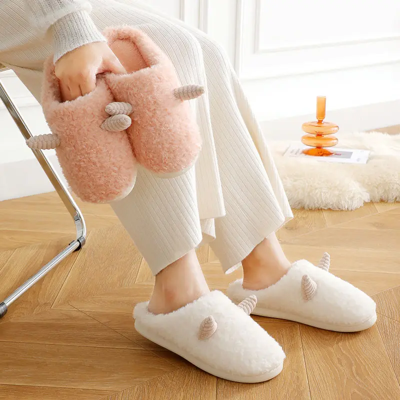 Shoes Slipper Fashion Winter Women Cotton Plush Warm Slipers Solid Color Unisex Home Floor Soft Slippers Shoes Women Shoeser4