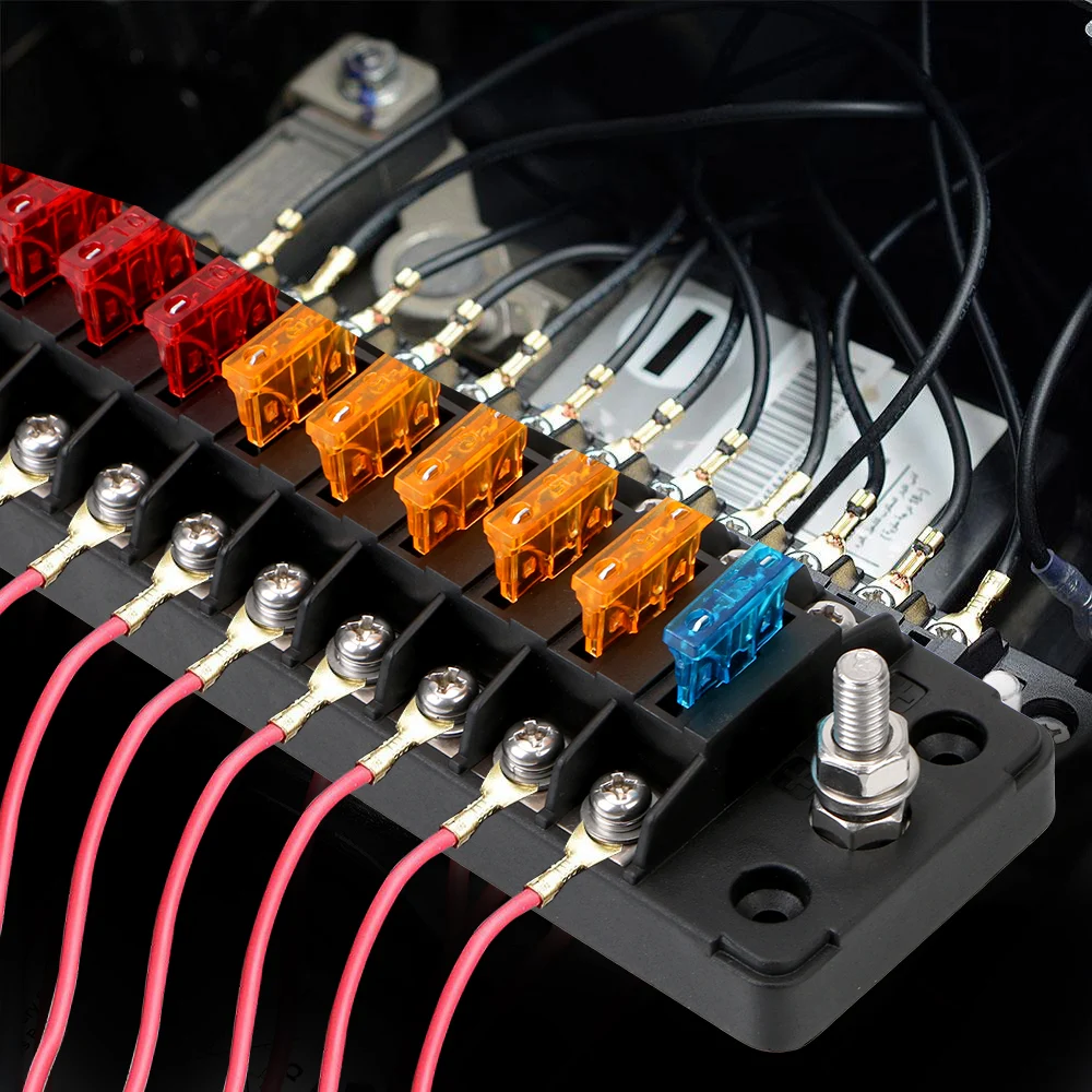 32V 75A Fuse Box Holder Flame Retardant 6 Ways 12 Ways Blade Fuse Block With Cover Accessories For Car Marine Boat Truck Trailer