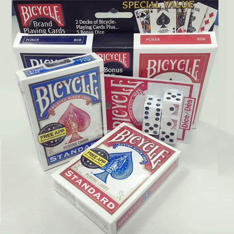 USA Native Bicycle Standard Playing Cards Red&Blue Original 808 Rider Back Decks  with 5 Bonus Dice Card Games